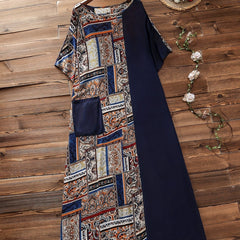 Colorblock Tribal Print Maxi Dress