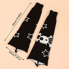 Skull & Star Print Leg Warmers Knee High Socks Women's Stockings