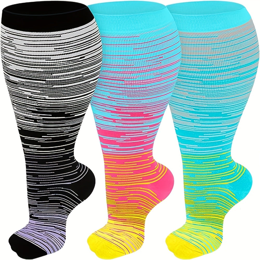 3 Pairs Plus Size Compression Socks For Women & Men 15 20 Mmhg Extra Wide Calf