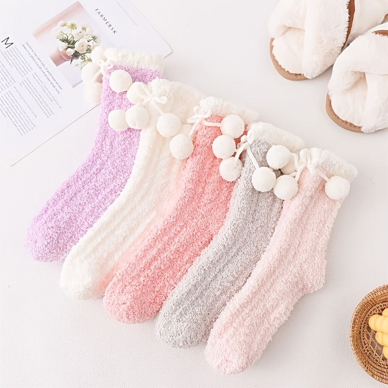 Cozy Coral Fleece Mid Tube Socks for Winter