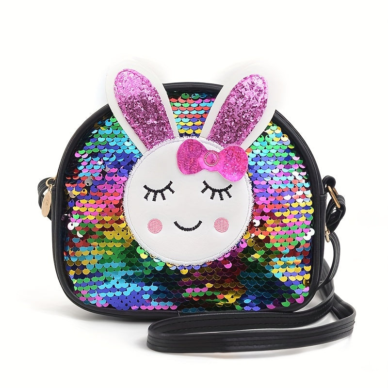 Girls Cartoon Bunny Bag Coin Purse Zipper Adjustable Shoulder Strap