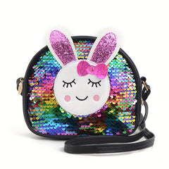 Girls Cartoon Bunny Bag Coin Purse Zipper Adjustable Shoulder Strap