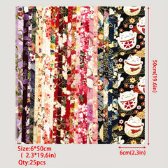 25pcs 5.84x4.49 Cotton Fabric Roll Quilting Printed Craft Bundle Flower