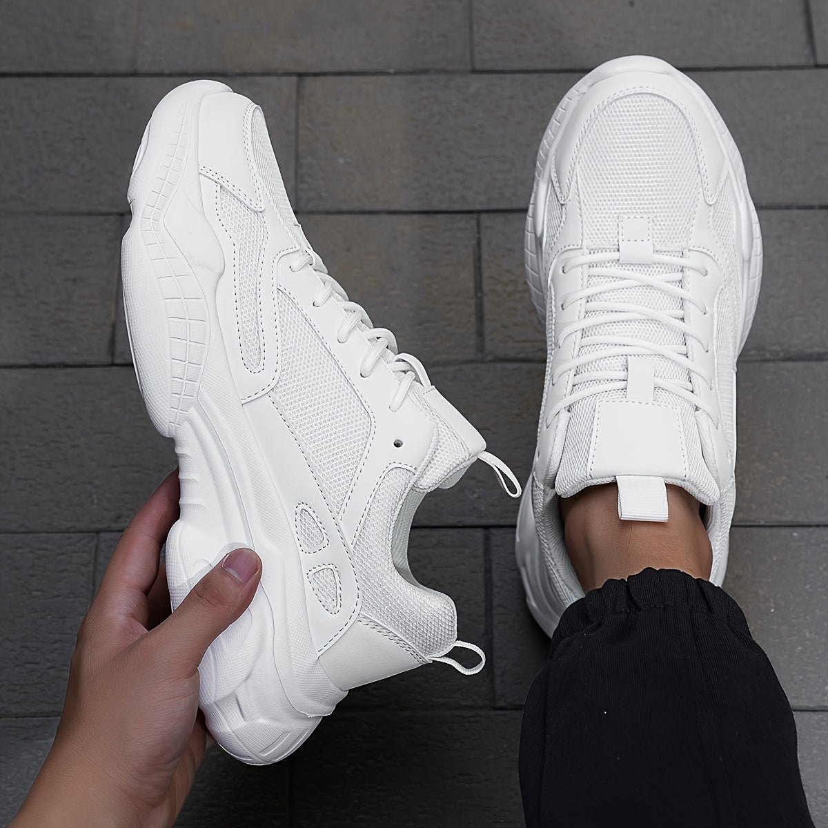 Men's Breathable Chunky Shoes Non Slip Lace Up Sneakers