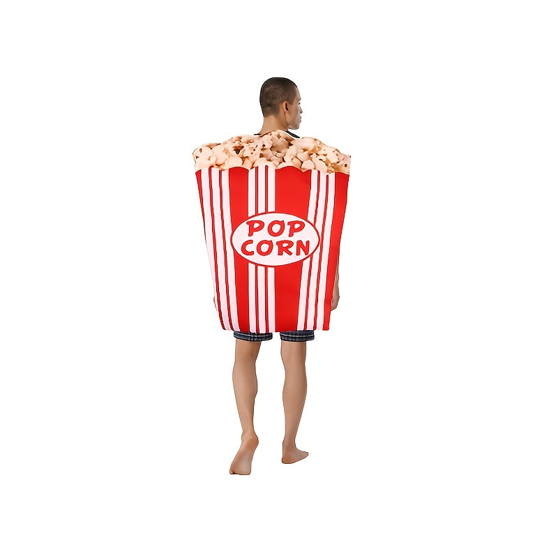 Adult Popcorn Costume Vest Red & Stripes with Bold POPCORN Print