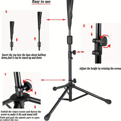 Adjustable Baseball Batting Tee With Carry Bag for Batting Practice
