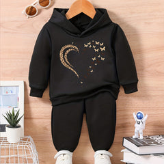 Heart Shape Butterfly Leopard Print Toddler Outfit Set
