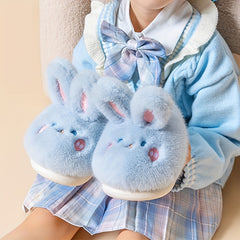 Rabbit Furry House Shoes For Girls Non Slip Soft Bottom Walking Shoes