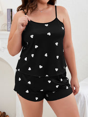 Women's Plus Heart Print Pajama Set