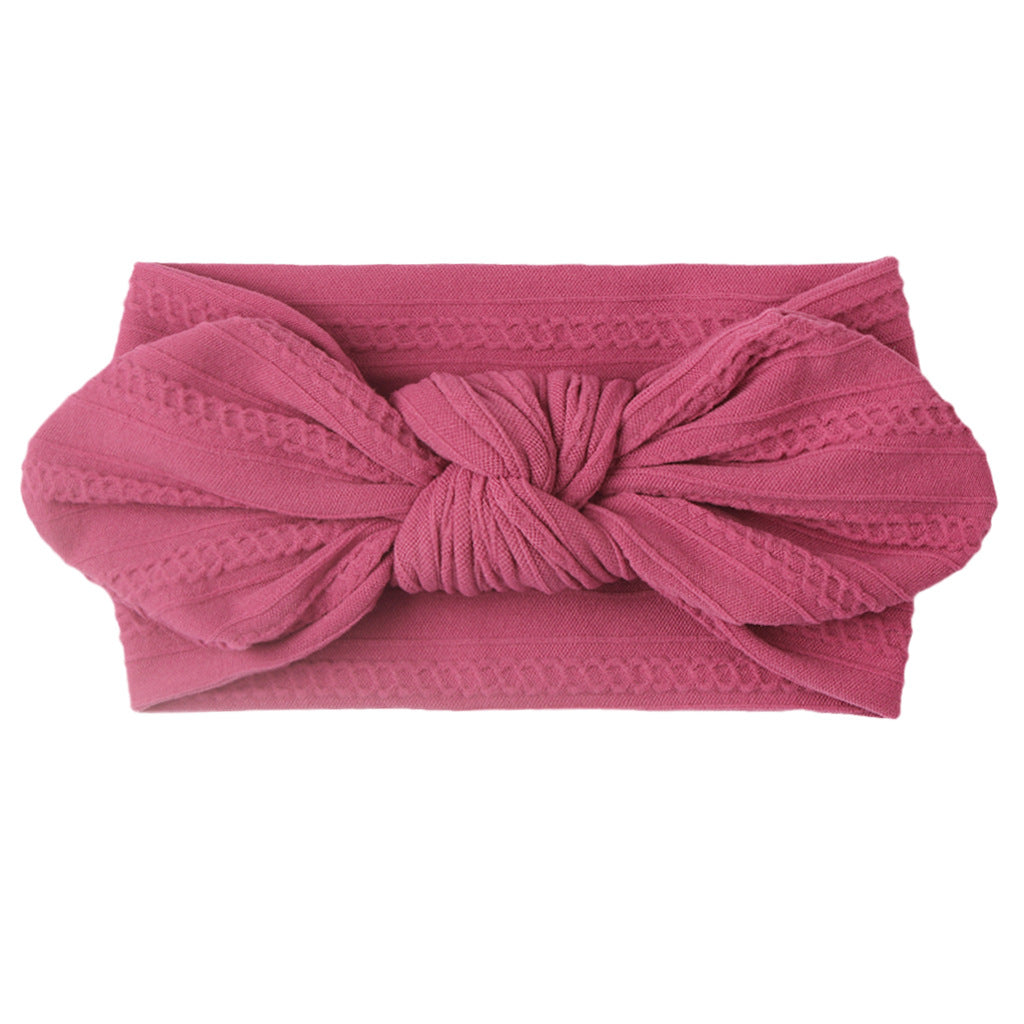 Soft Nylon Elastic Bow Jacquard Headband for Newborn Baby Girls