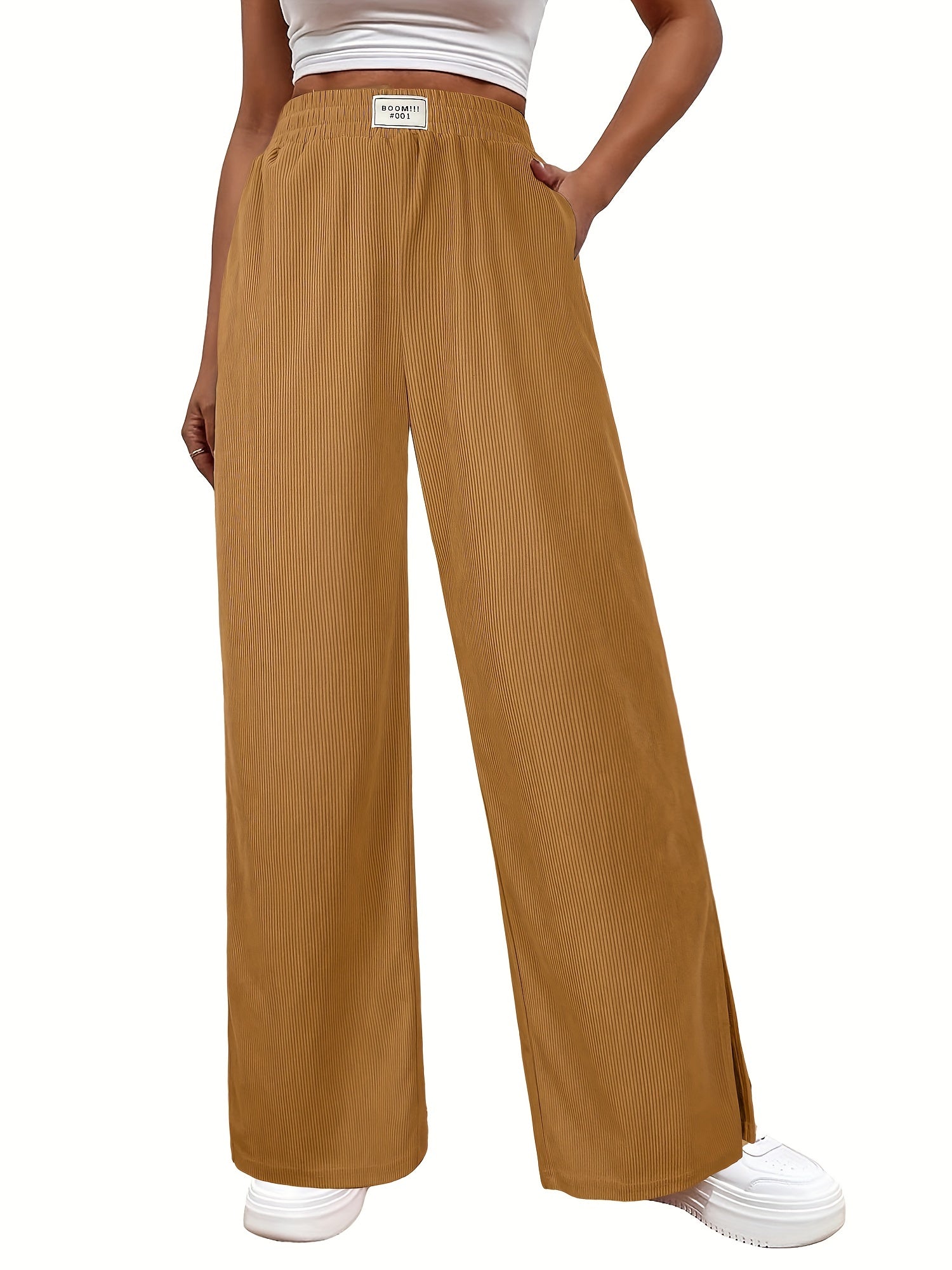 High Waist Corduroy Wide Leg Pants