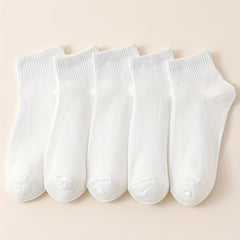10 Pairs Women's Crew Socks Solid Color Comfy & Breathable Short Stockings