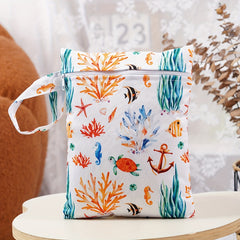Colorful Rainbow & Leaf Wet Dry Bag Zippered Storage Pouch Durable Polyester
