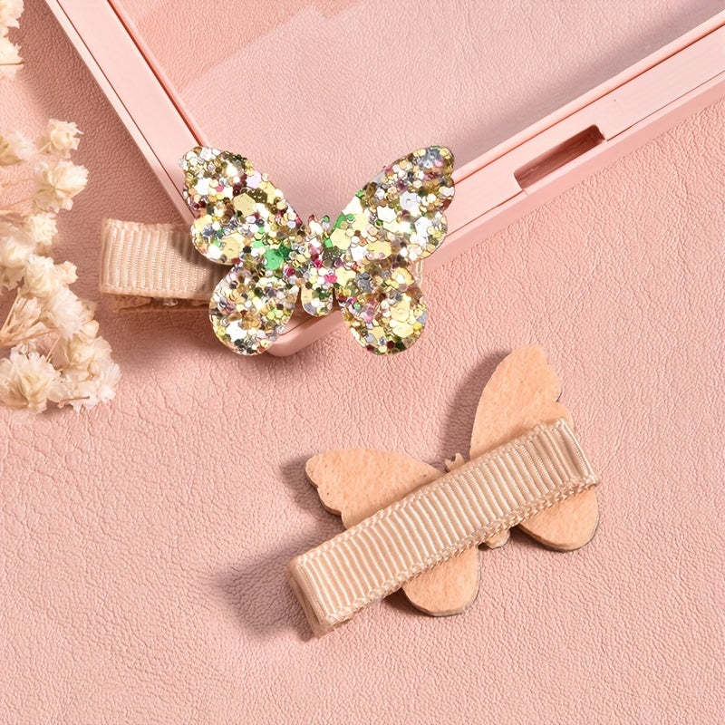Girls Glitter Butterfly Hair Clip Set - Party Princess Hair Accessories