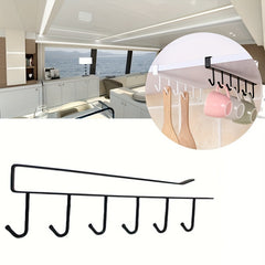 6-Hook Storage Shelf Under Cabinet Metal Mug Cup Hanger