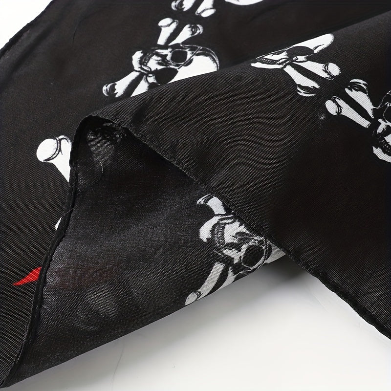 Skull Print Red Multifunctional Small Square Towel Men