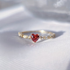 Heart Shaped Ruby Decor Ring for Girls