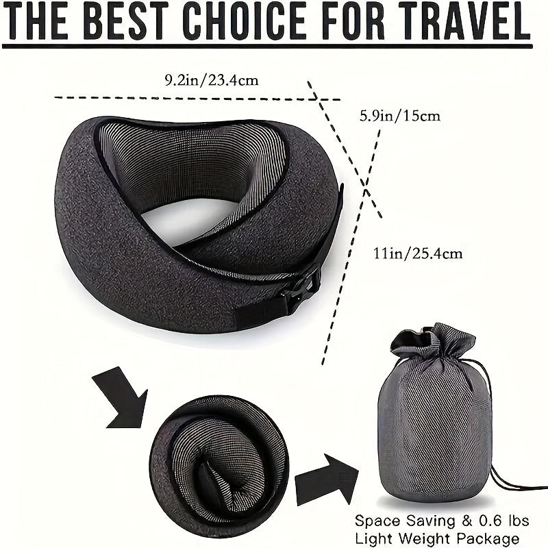 100% Memory Foam Travel Pillow Neck & Chin Support Adjustable Comfortable
