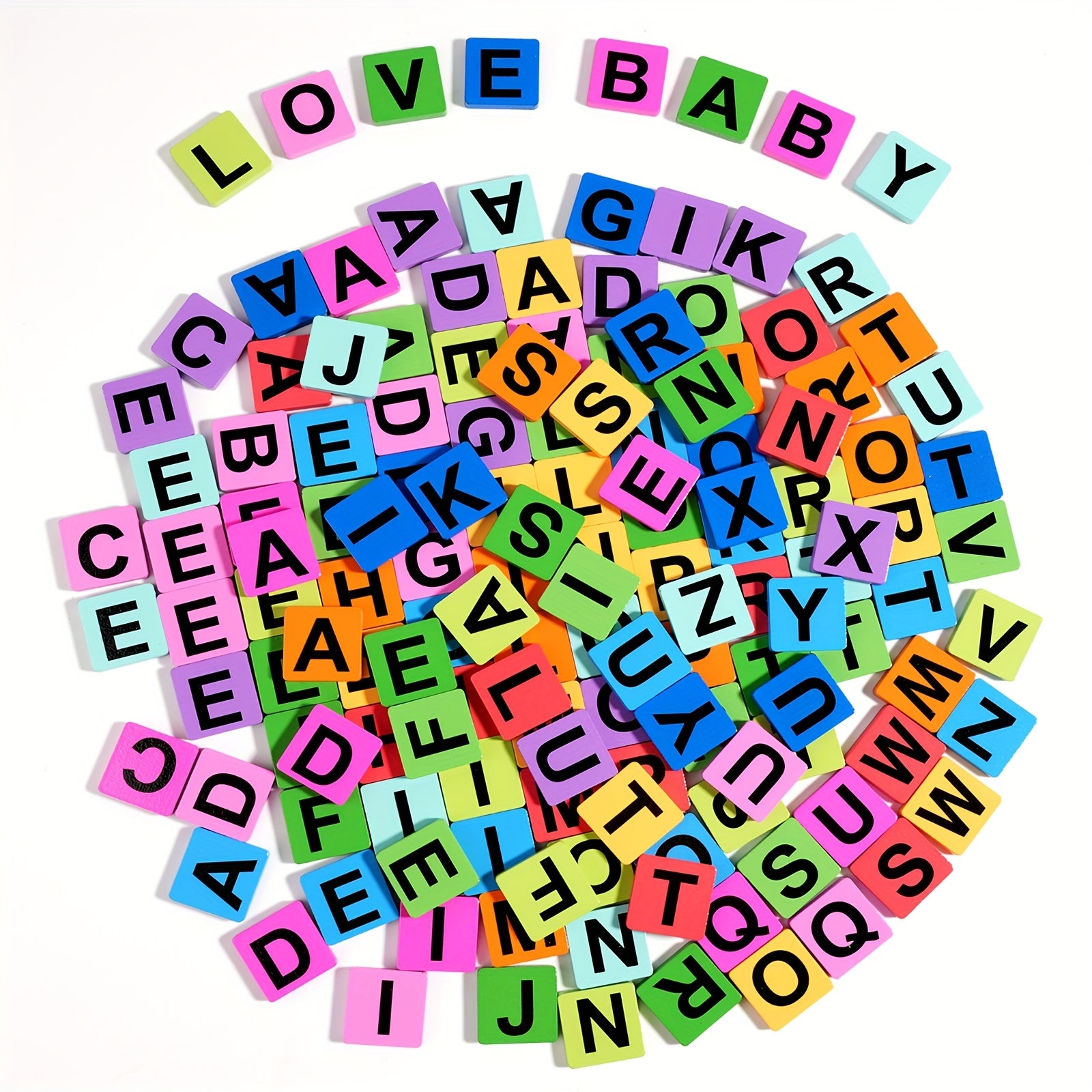 Colorful Wooden Alphabet Blocks Rainbow Educational Toy for Kids