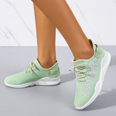 Breathable Lace up Casual Sneakers For Women Letter Pattern Women's Sports Shoes