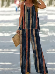 Tie Dye Stripe Print Cami Top & Pants Set