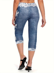 Butterfly Print High Waist Cropped Leggings