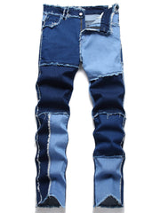 Men's Patchwork Jeans Hip Hop Straight Casual Pants