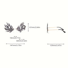 Dragon Flame Sunglasses Rimless for Men Women UV400