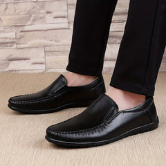 Men's Leather Stitch Loafer Shoes Wear resistant Non Slip Casual Shoes