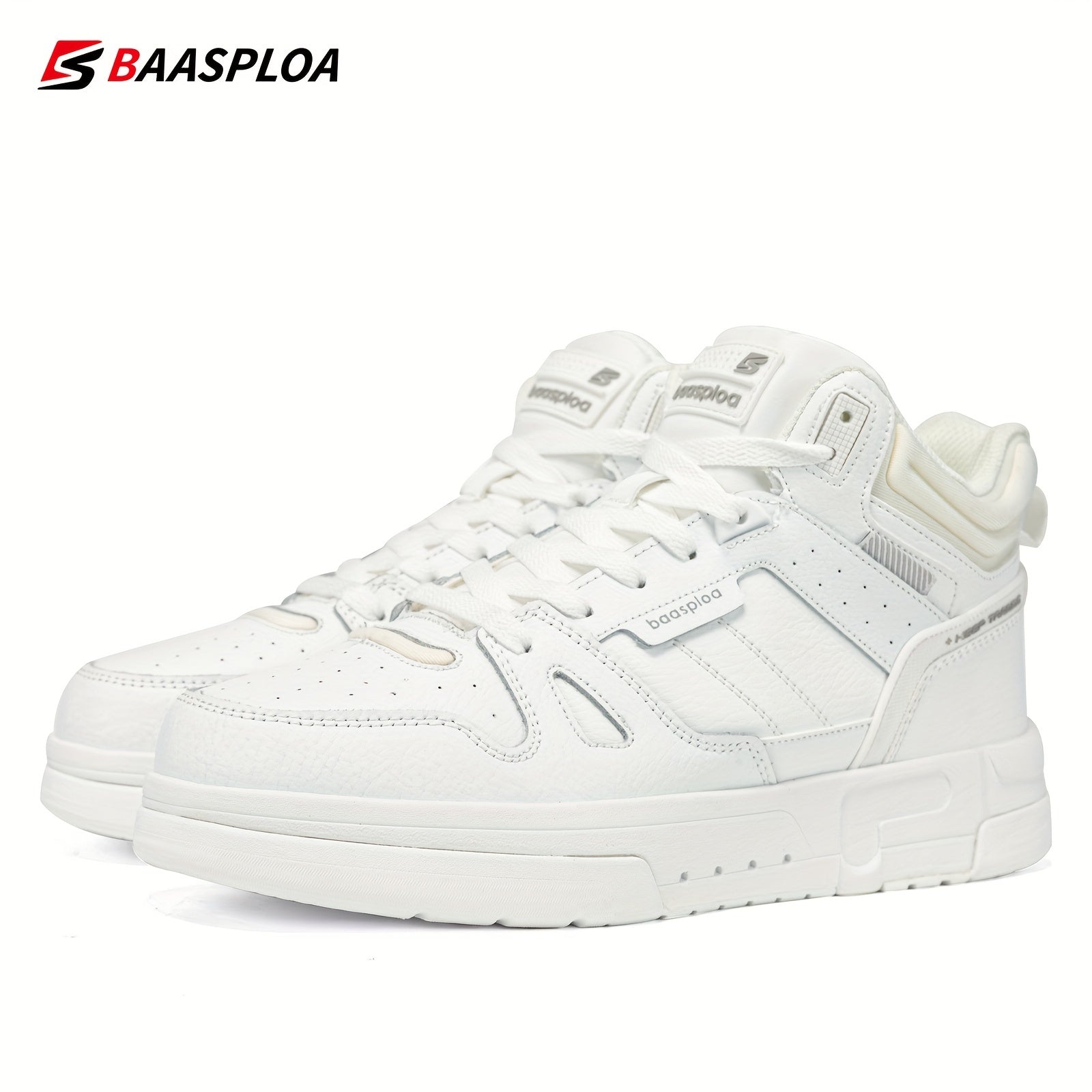 Baasploa Men's High Top Skate Shoes Lace Up Comfy Non Slip Sneakers