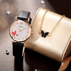 Student Digital Heart Diamond Watch and Butterfly Jewelry Set