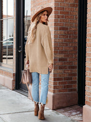 Women's Plus Solid Button Up Long Sleeve Cardigan