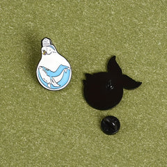 Whale Light Bulb Alloy Brooch Collar Backpack Accessory