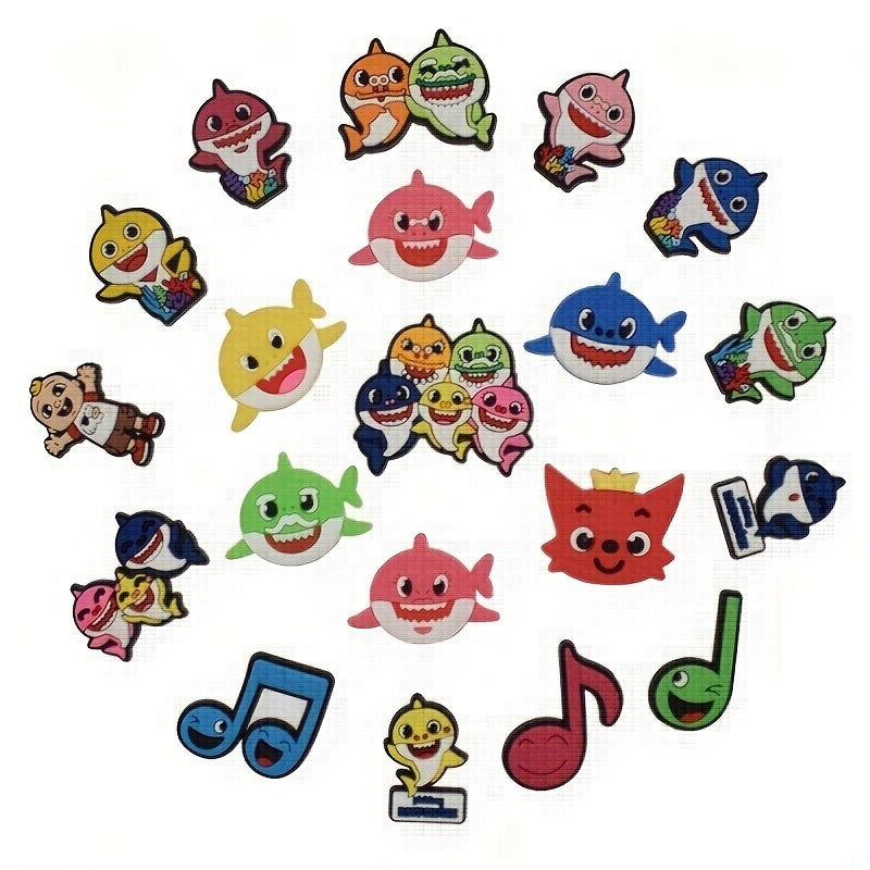 20pcs Funny Shark Shoe Charms For Bubble Slides Sandals PVC Shoe Decorations