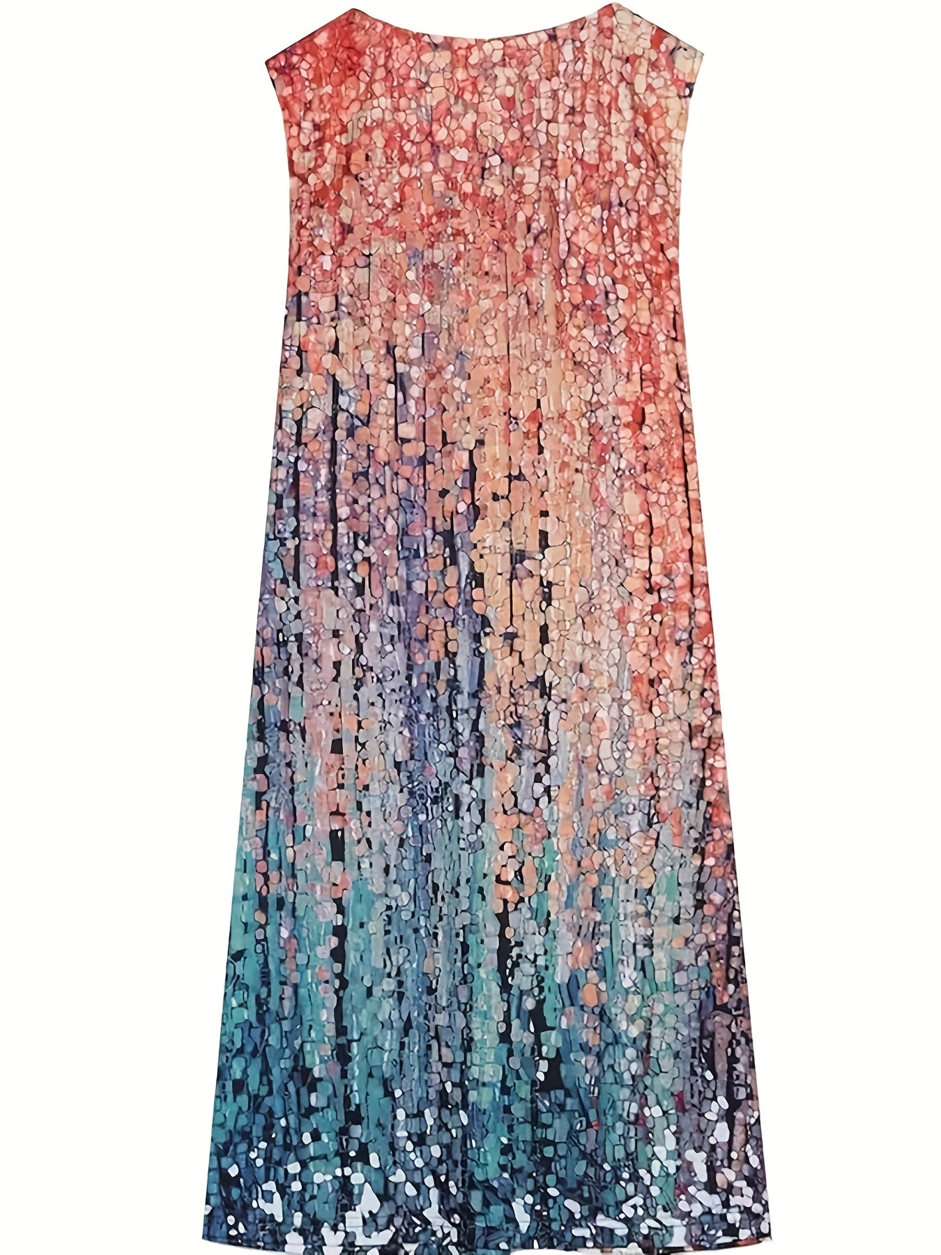 Gradient V Neck Tank Dress Casual Sleeveless Summer Midi Dress
