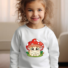 Girls Mushroom Pattern Crew Neck Sweatshirt Spring Fall Christmas Gift