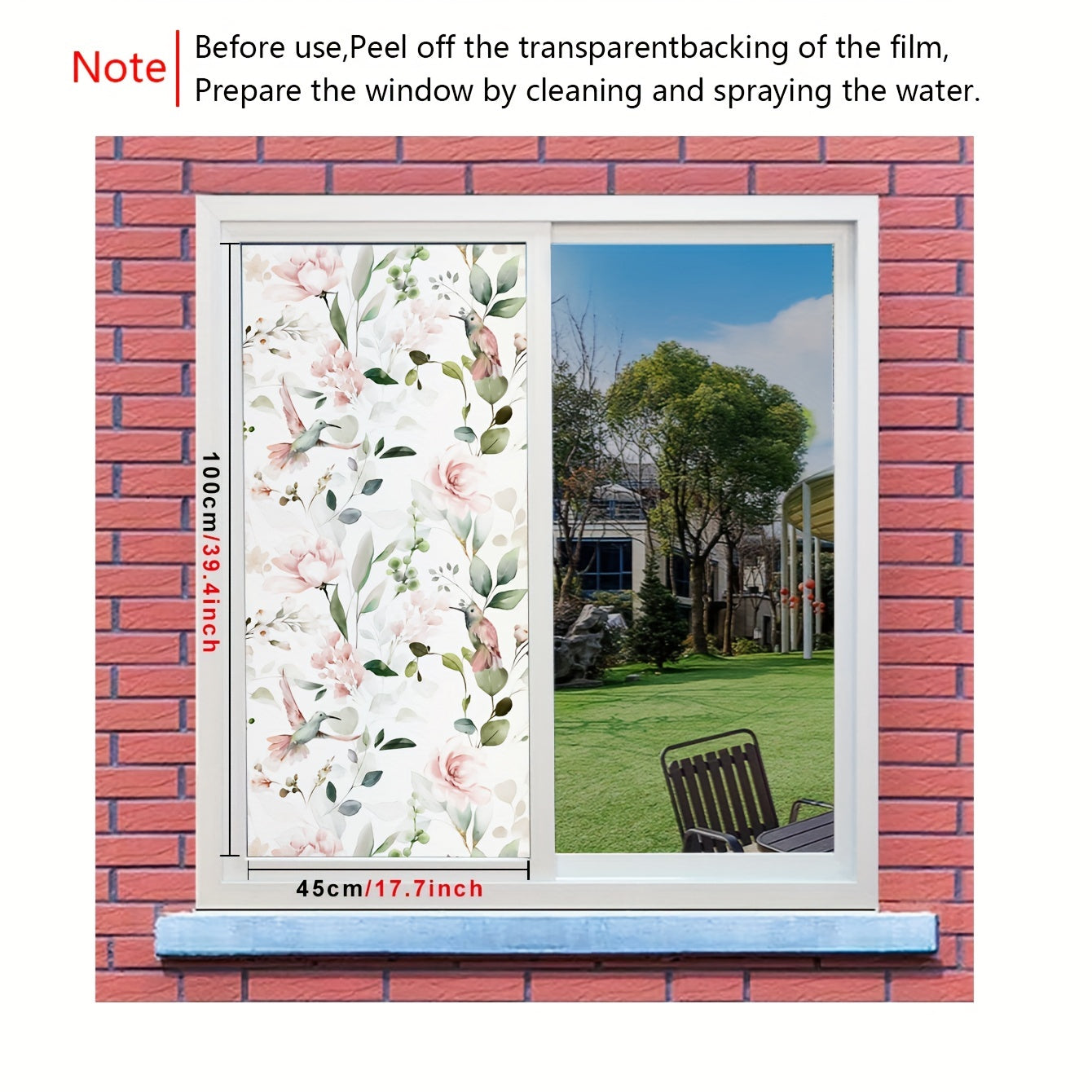 Colorful Bird Flower Plant Privacy Window Film Frosted Heat Insulating