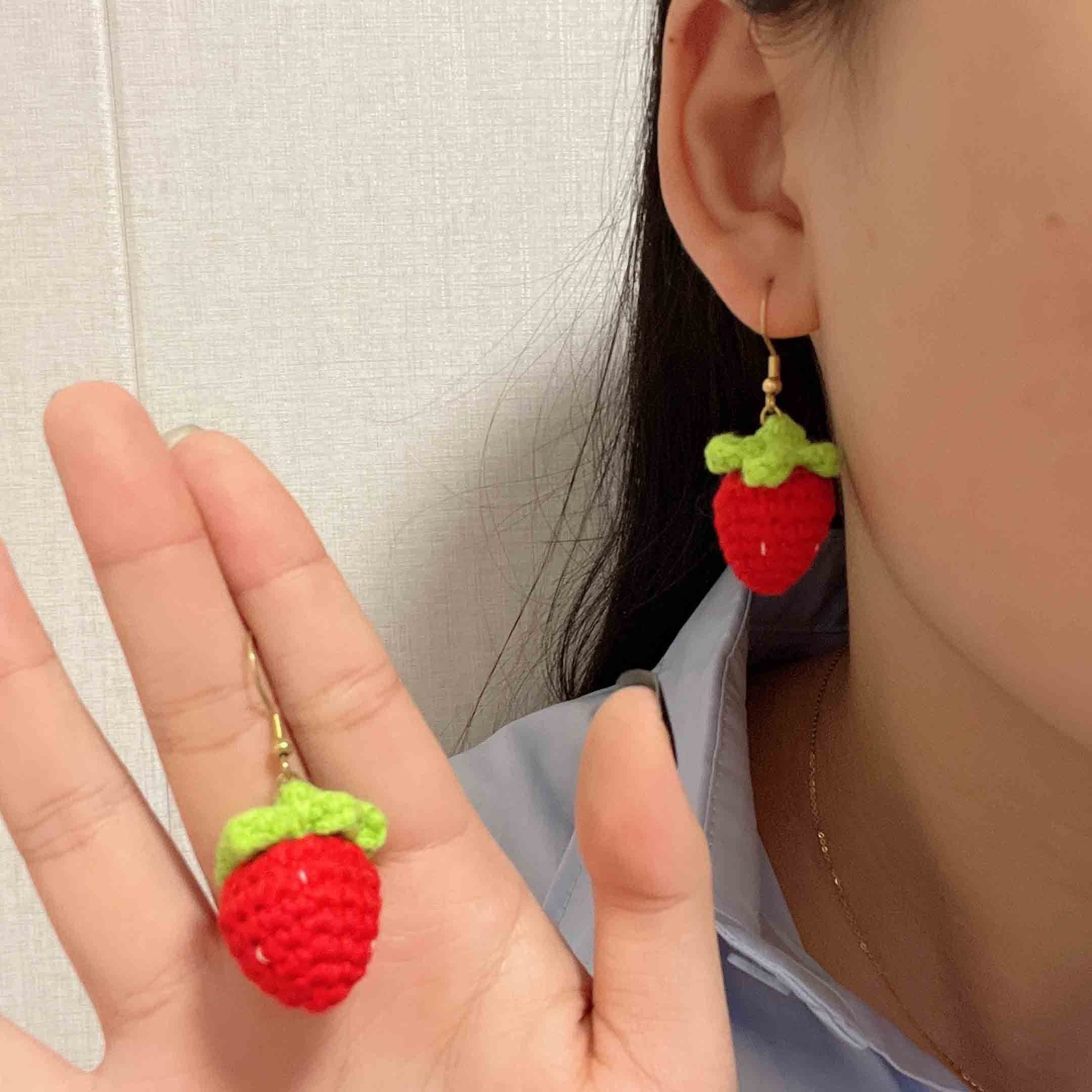 Strawberry Dangle Earrings Stainless Steel Ear Pin
