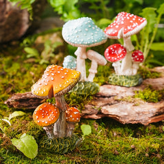 3 Mushroom Figurines Fairy Garden Decor Micro Landscape Decoration