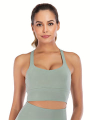 Square Neck Wide Strap Sports Bra for Yoga