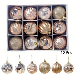 12pcs Christmas Ball Painted Set Decoration Holiday Party Supplies