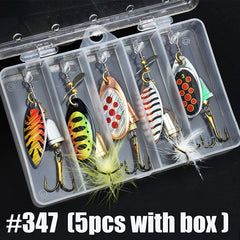 5pcs Fishing Spinner Bait Bionic Hard Bait Feathered Treble Hook