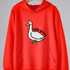 Duck Print Hoodie Girls Hooded Pullover with Pocket