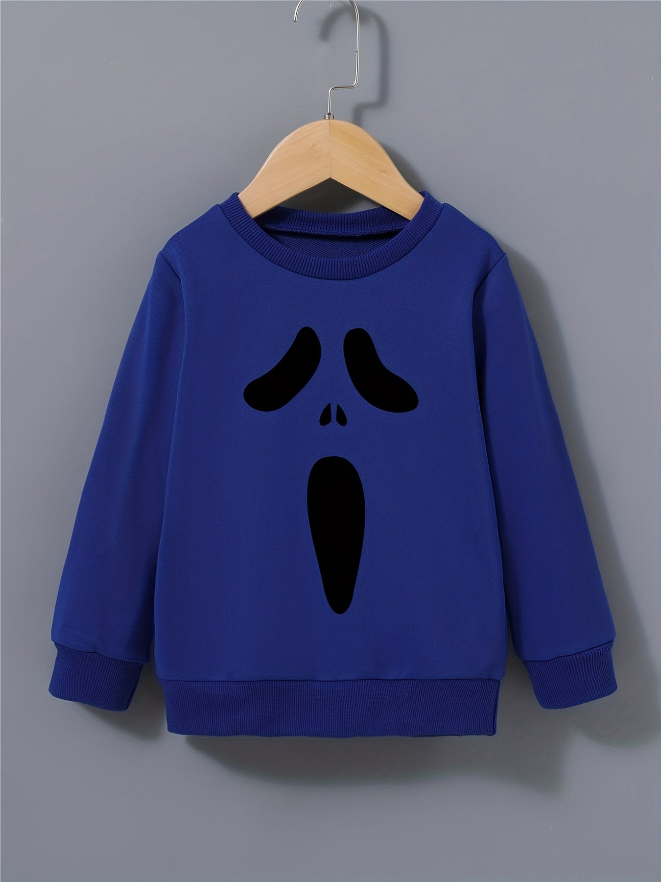 Boys Ghost Face Print Sweatshirt Crew Neck Pullover