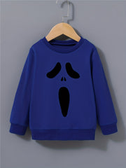 Boys Ghost Face Print Sweatshirt Crew Neck Pullover