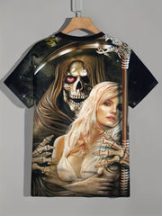 Men's 3D Skeleton & Beauty Graphic T Shirt Short Sleeve Tee