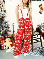 Women's Plus Wide Leg Overalls With Pockets