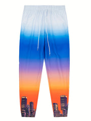 Ombre Gradient Drawstring Sweatpants Loose Fit Pants Men's Casual Joggers
