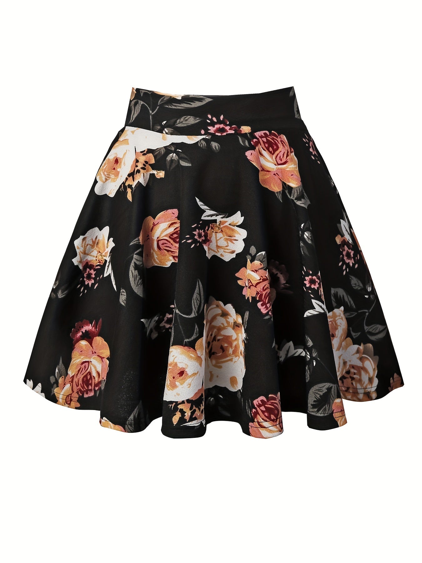 Floral Print Pleated Mini Skirt for Women