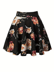 Floral Print Pleated Mini Skirt for Women